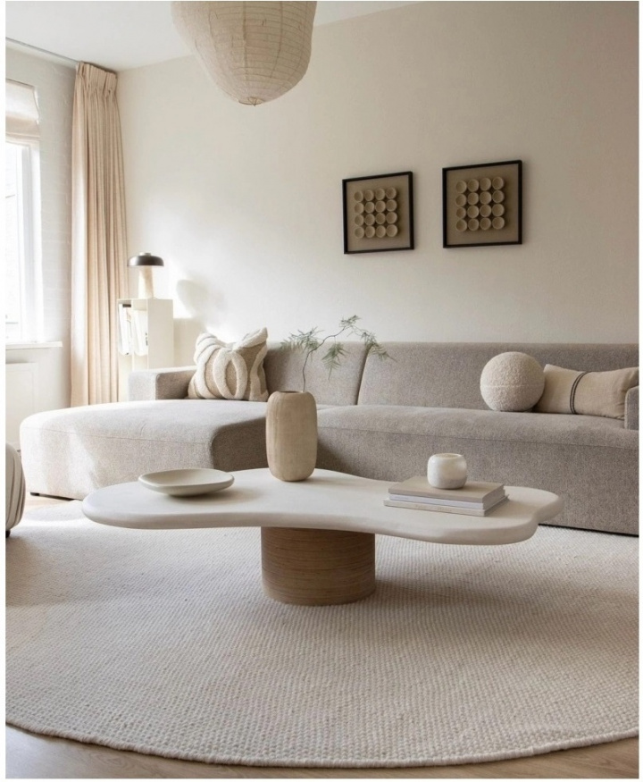 Ronde mat \'Coastal\' - Cream in de groep CAMPAGNE / Inrichting / Vloerkleden bij Reforma (H100157)