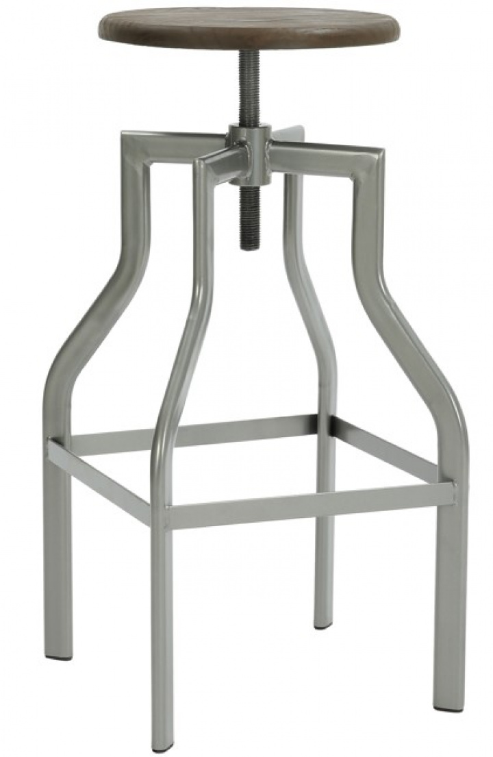 Barstoel \'Forshaga\' - Zilver/Natuur in de groep Meubels / Zitmeubels / Barkrukken bij Reforma (KS-01-W-wood)