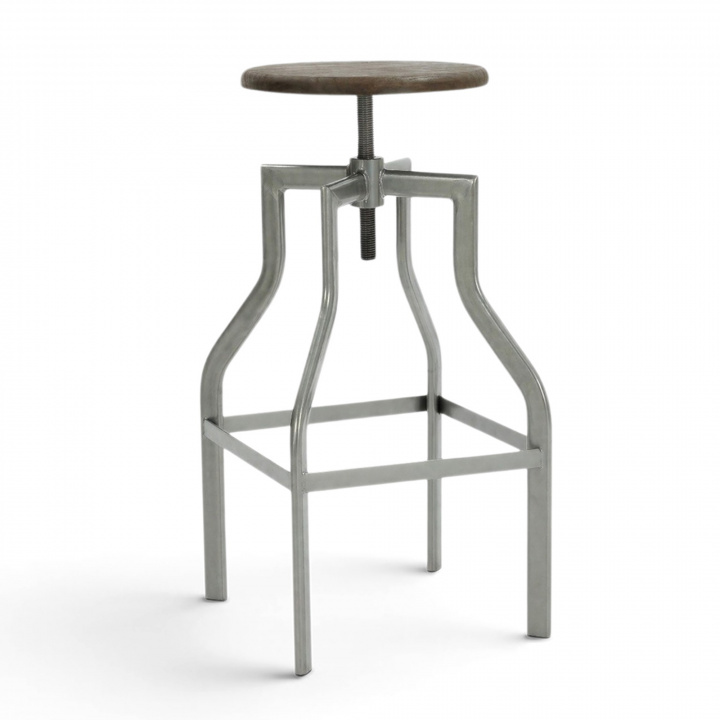 Barstoel \'Forshaga\' - Zilver/Natuur in de groep Meubels / Zitmeubels / Barkrukken bij Reforma (KS-01-W-wood)