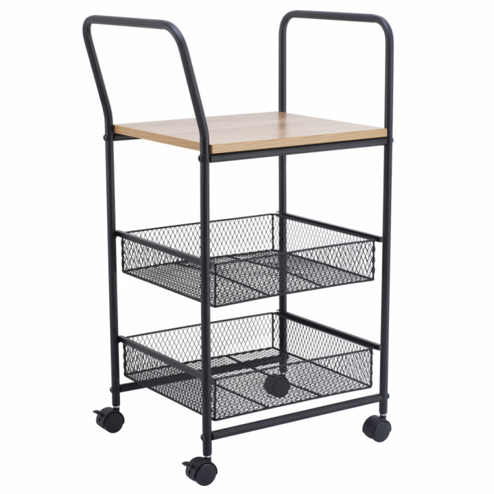 Keukenwagen/Drankwagen \'Grums\' - Zwart/Hout in de groep Meubels / Tafels / Servicetrolleys & Rollende tafels bij Reforma (MGC0313B)