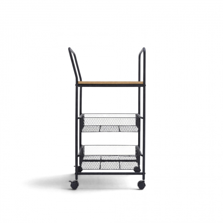 Keukenwagen/Drankwagen \'Grums\' - Zwart/Hout in de groep Meubels / Tafels / Servicetrolleys & Rollende tafels bij Reforma (MGC0313B)