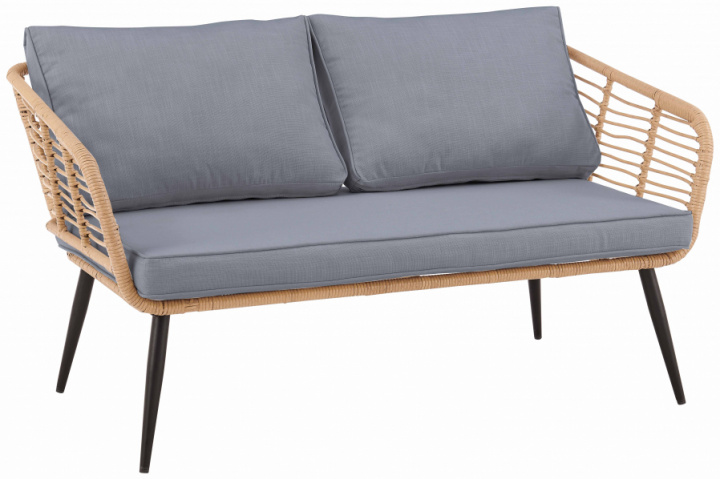 Tuinbank \'Sardinia\' - Natuurlijk/Grijs in de groep Campagne / Meubels bij Reforma (MLM-210439-Loveseat-grey)