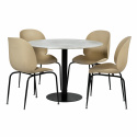 Eettafel \'Marbleous Lycke\' - 1 Tafel Ø100 & 4 Stoelen