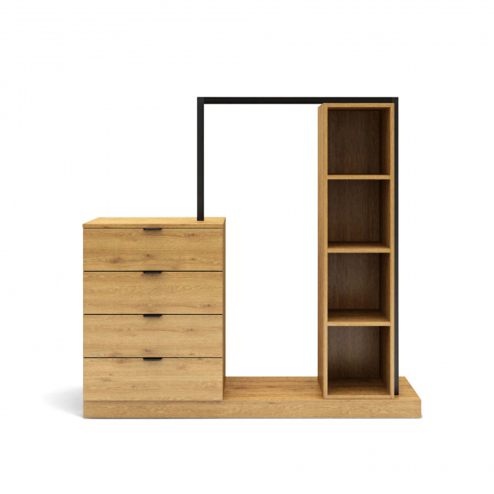 Kledinghanger \'Nova\' 4 lades - Eik/Zwart in de groep Meubels / Planken & opslag / Kledinghangers bij Reforma (NOVASU02)