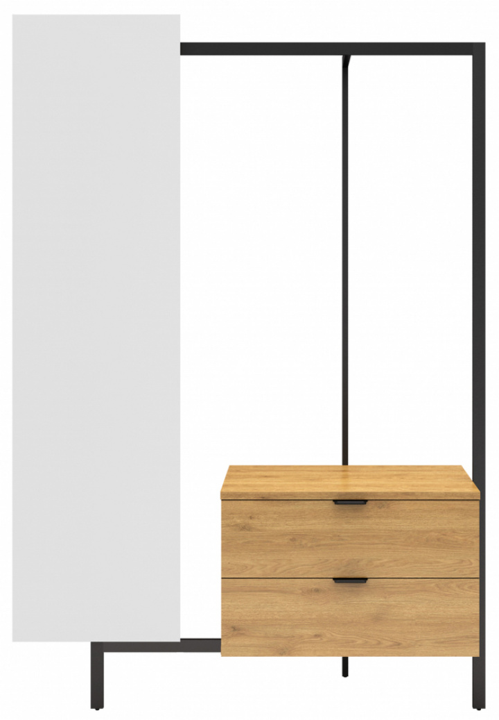 Kledinghanger \'Nova\' 2 lades/spiegel - Eik/Zwart in de groep Meubels / Planken & opslag / Kledinghangers bij Reforma (NOVASU03)