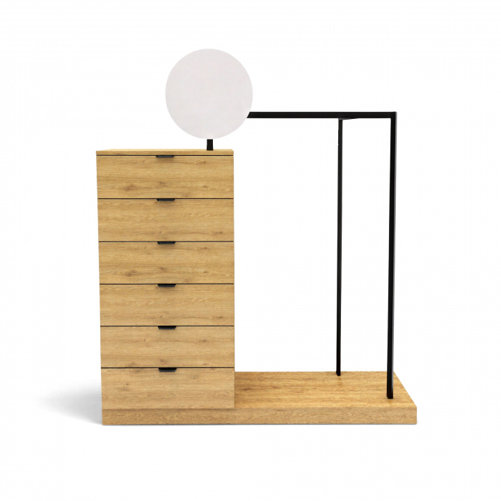 Kledinghanger \'Nova\' 6 lades - Eik/Zwart in de groep Meubels / Planken & opslag / Kledinghangers bij Reforma (NOVASU04)