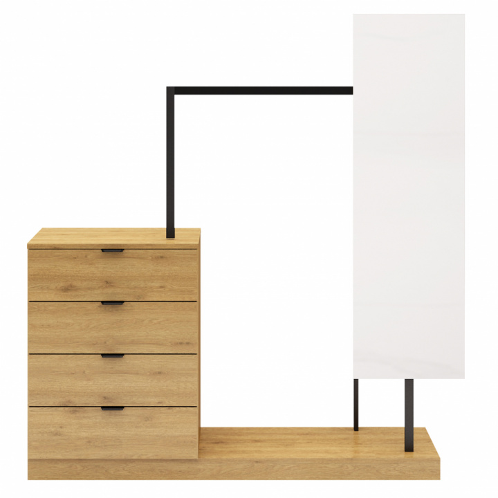 Kledinghanger \'Nova\' 4 Lades/Spiegel - Eik/Zwart in de groep Meubels / Planken & opslag / Kledinghangers bij Reforma (NOVASU05)