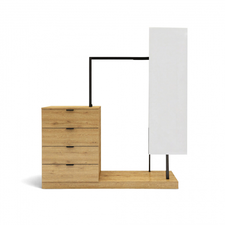 Kledinghanger \'Nova\' 4 Lades/Spiegel - Eik/Zwart in de groep Meubels / Planken & opslag / Kledinghangers bij Reforma (NOVASU05)