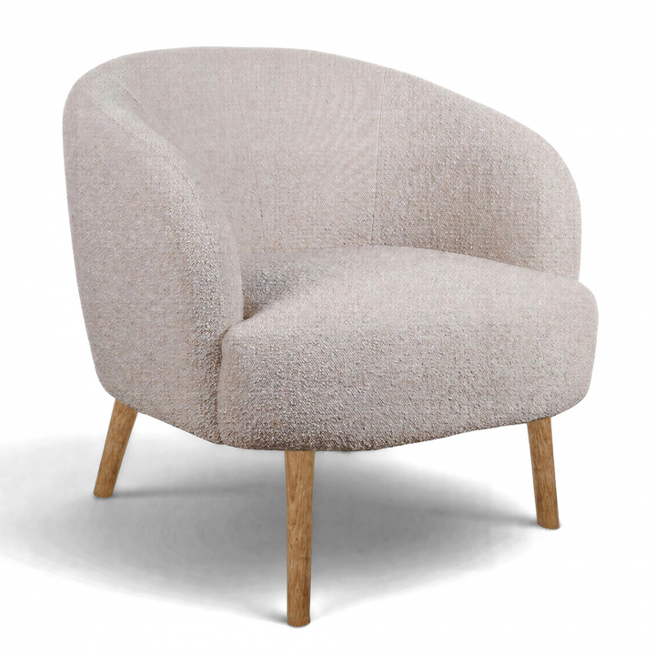 Fauteuil \'Capri\' met houten poten - Beige/Boucl&eacute; in de groep Meubels / Zitmeubels / Fauteuils bij Reforma (T8049-boucle-beige)
