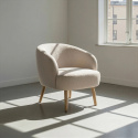 Fauteuil \'Capri\' met houten poten - Beige/Boucl&eacute;