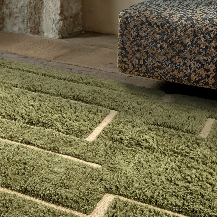 Hoogpolig Vloerkleed \'Kiberg handgeweven wol\' - Groen in de groep Vloerkleden / Ruggen bij Reforma (V10001)