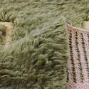 Hoogpolig Vloerkleed \'Kiberg handgeweven wol\' - Groen