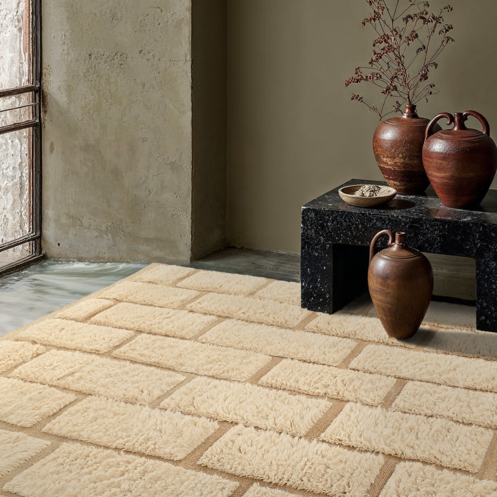 Hoogpolig Vloerkleed \'Leknes Handgeweven Wol\' - Beige in de groep Vloerkleden / Ruggen bij Reforma (V10010)