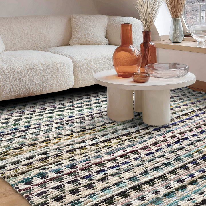 Lappenkleed \'Lindby\' - Meerkleurig/blauw in de groep Vloerkleden / Geweven Vloerkleden bij Reforma (V1006)