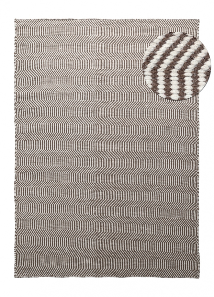 Wollen vloerkleed \'Larkana\' - Bruin/wit in de groep Inrichting / Vloerkleden / Wollen tapijten bij Reforma (V1020111)