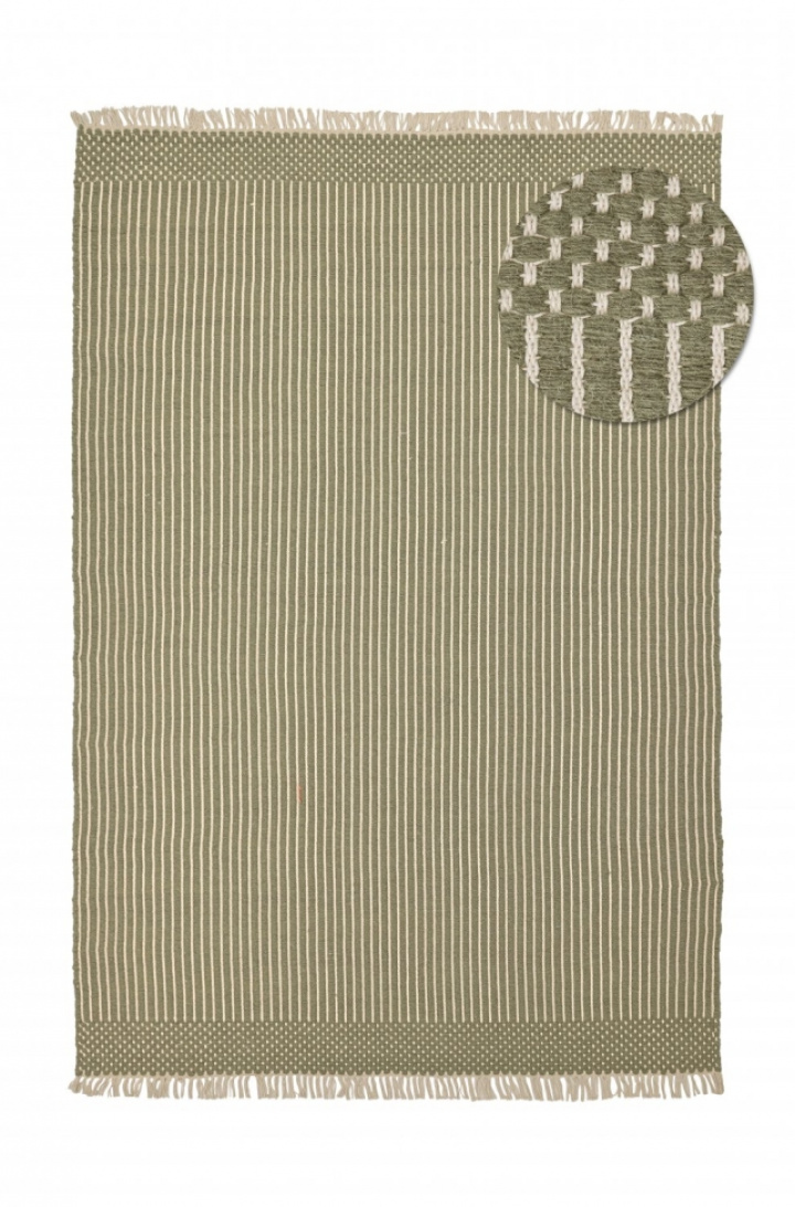 Wollen vloerkleed \'Arbil\' - Groen/wit in de groep Inrichting / Vloerkleden / Wollen tapijten bij Reforma (V102015001)