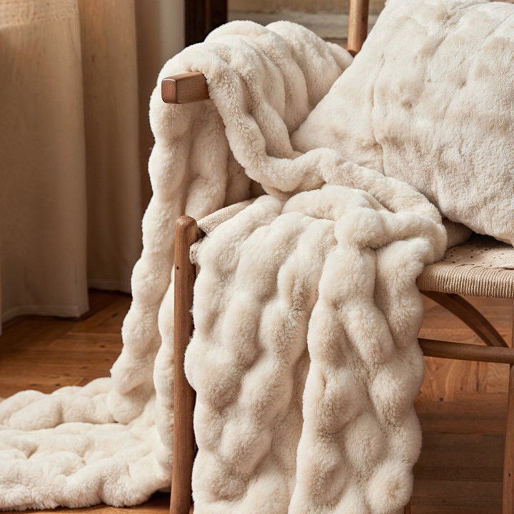 Plaid \'Aranga Bubble Throw\' 130x170cm - Beige in de groep Inrichting / Textiel / Plaids & dekens bij Reforma (V10201578)