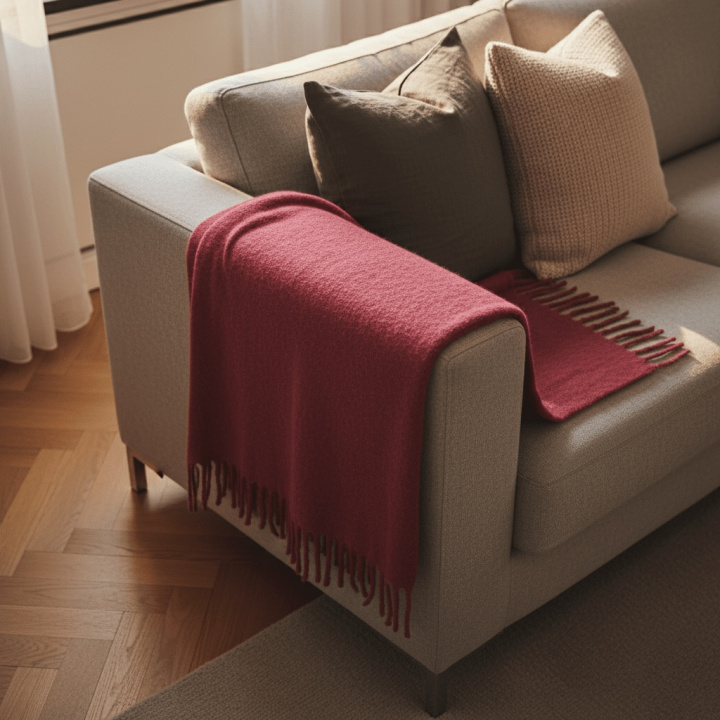 Geruite \'Samantha\' 130x170cm - Donkerrood in de groep Inrichting / Textiel / Plaids & dekens bij Reforma (V10201727)