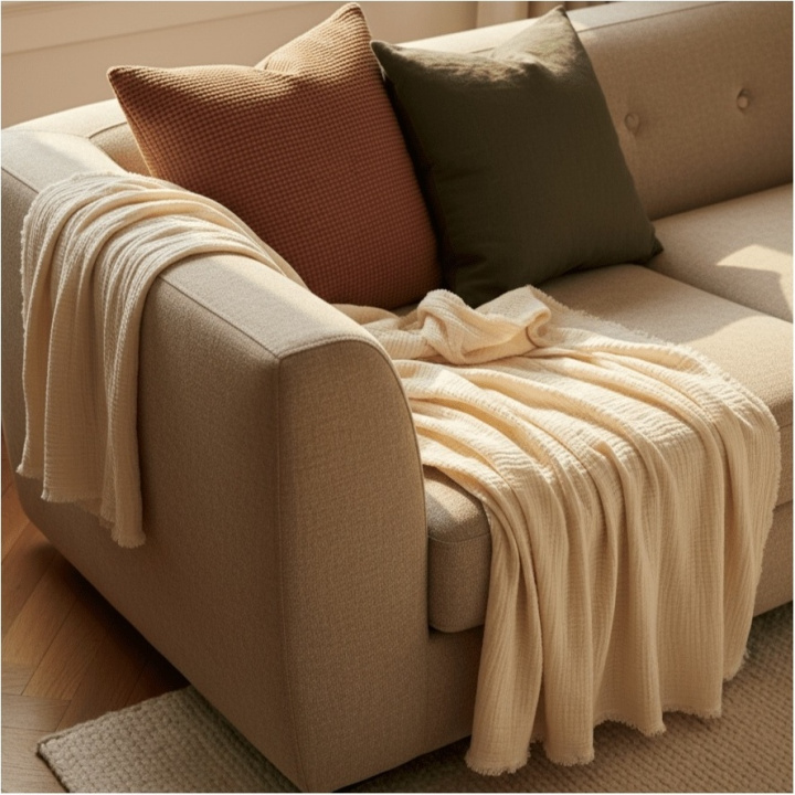 Mousseline deken \'Dorena\' 130x170cm - Wit in de groep Inrichting / Textiel / Plaids & dekens bij Reforma (V10201739)