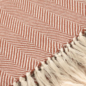 Katoenen deken \'Denisa Fishbone\' 130x170cm - Bruin/wit