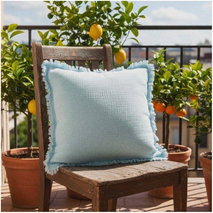 Kussenhoes \'Dorena\' 45x45cm - Blauw in de groep Inrichting / Textiel / Kussenslopen bij Reforma (V10201748)