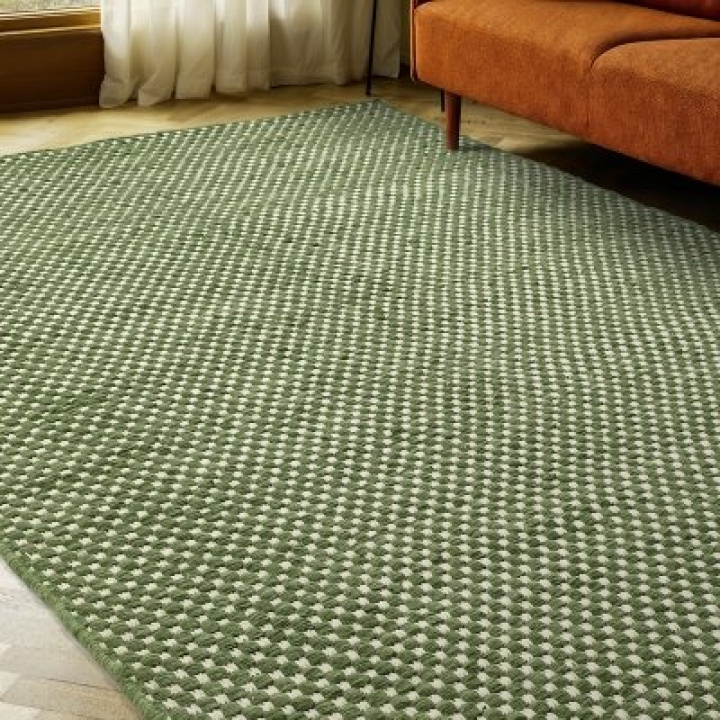 Wollen vloerkleed \'Ovelia\' - Groen/wit in de groep Vloerkleden / Wollen tapijten bij Reforma (V10258)