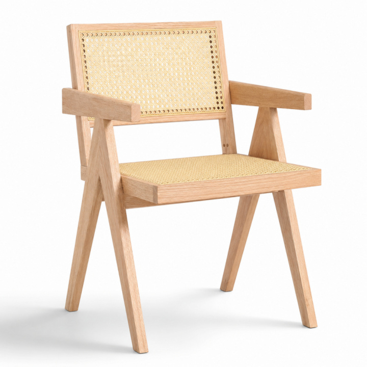 Armstoel \'Jean\' - Witgepigmenteerd eiken/Rotan in de groep Meubels / Zitmeubels / Stoelen bij Reforma (WS-RT01-white-pigmented)