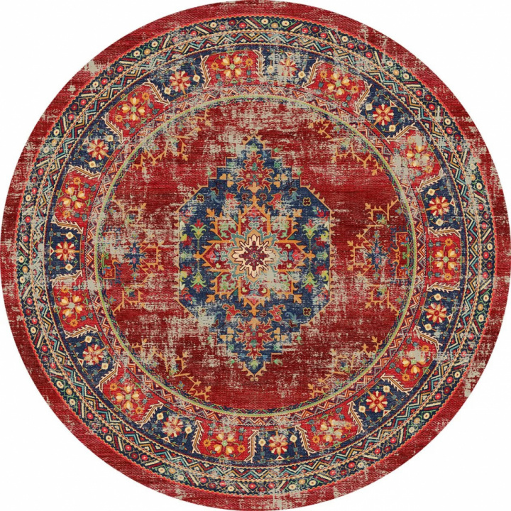 Ronde mat \'Soussi\' 240cm - Rood/Multi in de groep Inrichting / Vloerkleden / Geweven Vloerkleden bij Reforma (X10116421)