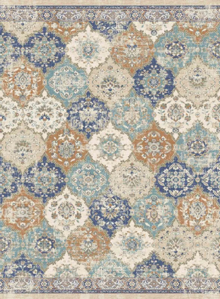 Wiltonmat \'Bohemia\' 200x280cm - Blauw/Multi in de groep Inrichting / Vloerkleden / Geweven Vloerkleden bij Reforma (X10116465)
