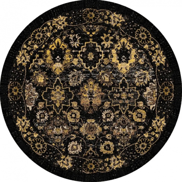 Rond kleed \'Fernana\' 120cm - Zwart/Goud in de groep Inrichting / Vloerkleden / Geweven Vloerkleden bij Reforma (X10116741)