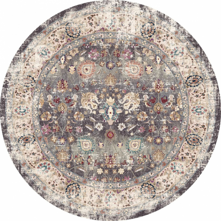 Rond tapijt \'Bouhjar\' 200cm - Grijs/Multi in de groep Inrichting / Vloerkleden / Geweven Vloerkleden bij Reforma (X10116943)