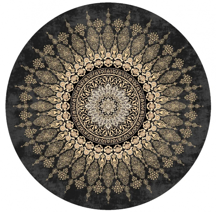 Rond tapijt \' Sandrigo\' 120cm - Zwart/Goud in de groep Inrichting / Vloerkleden / Geweven Vloerkleden bij Reforma (X10117068)