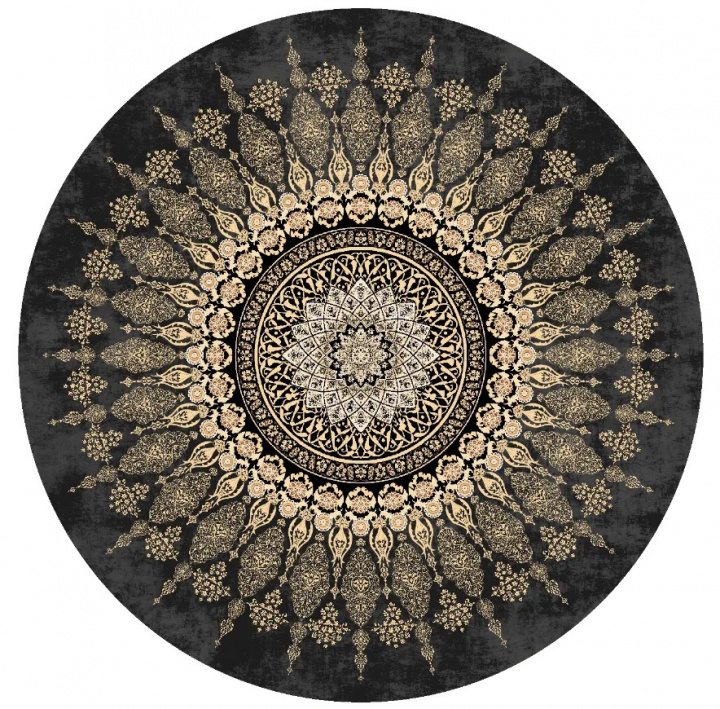 Rond tapijt \' Sandrigo\' 200cm - Zwart/Goud in de groep Inrichting / Vloerkleden / Geweven Vloerkleden bij Reforma (X10117070)
