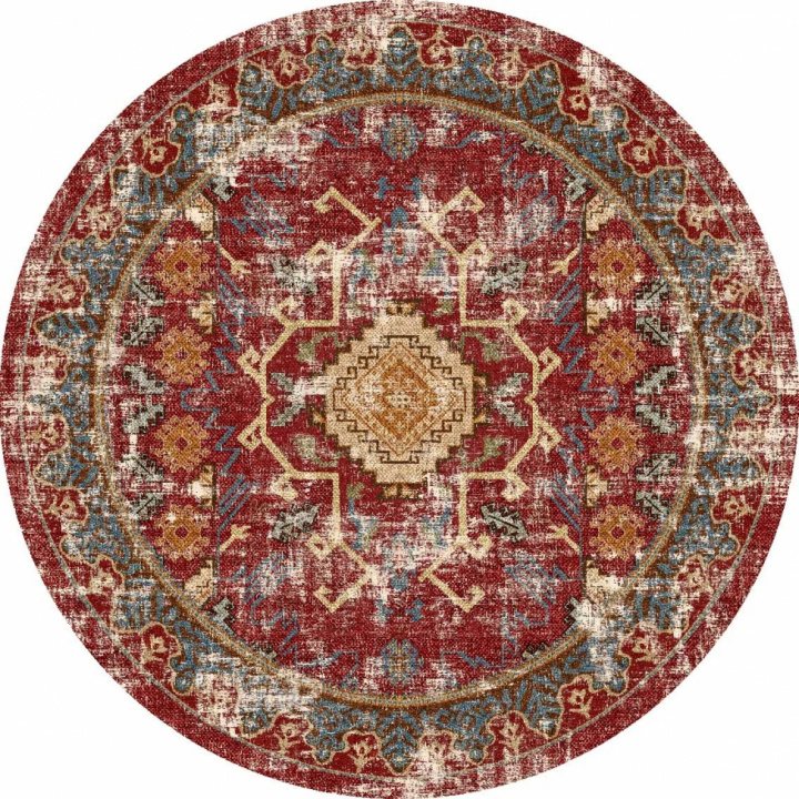Rond kleed \'Idri\' 120cm - Rood/Multi in de groep Inrichting / Vloerkleden / Geweven Vloerkleden bij Reforma (X10117098)