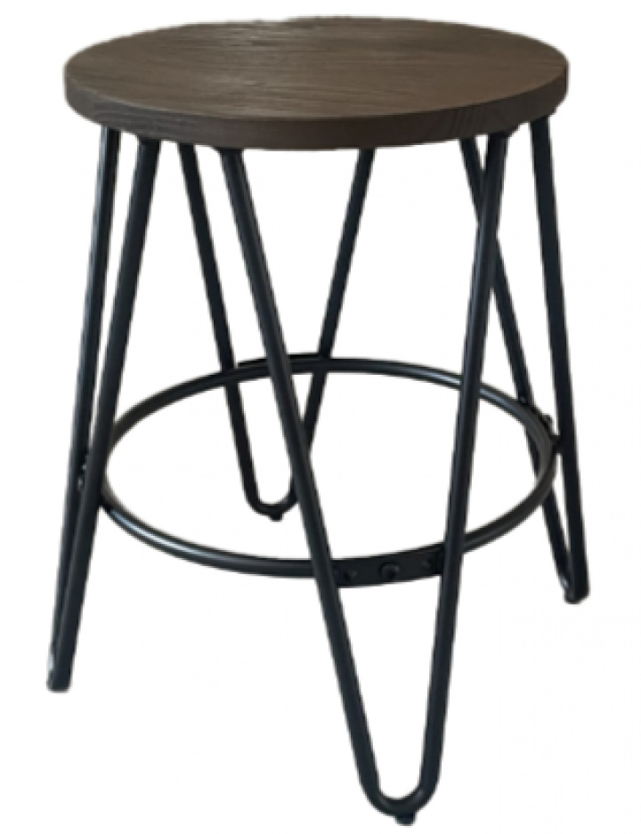 Hocker \'Rustic\' 45cm - Hout/Staal in de groep Meubels / Zitmeubels / Houten krukken bij Reforma (YD-G18-W)
