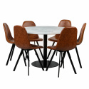 Eettafel \'Marbelous Carrie\' - 1 Tafel Ø120 & 6 Stoelen