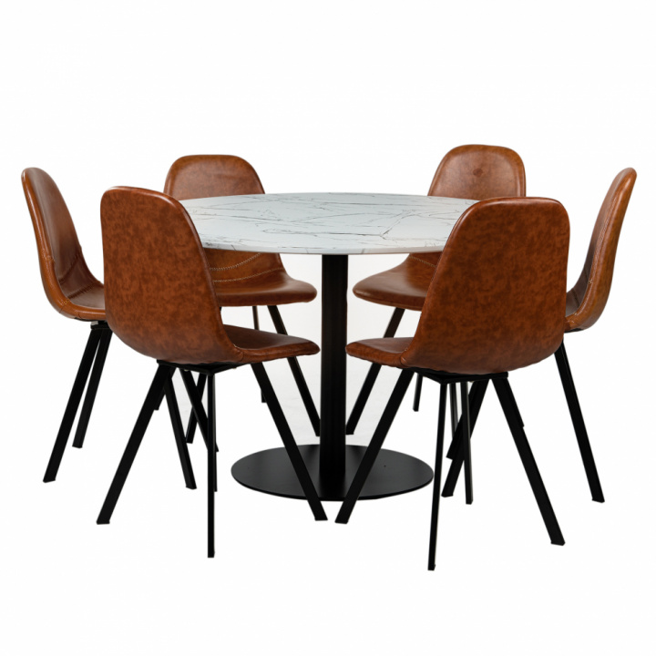 Eettafel \'Marbelous Carrie\' - 1 Tafel Ø120 & 6 Stoelen in de groep Meubels / Tafels / Eetset bij Reforma (matgrupp18)