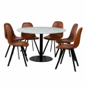 Eettafel \'Marbelous Carrie\' - 1 Tafel Ø120 & 6 Stoelen