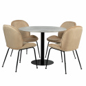 Eetgroep \'Marbelous Lux\' - 1 Tafel Ø100 & 4 Stoelen