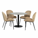 Eetgroep \'Marbelous Lux\' - 1 Tafel Ø100 & 4 Stoelen