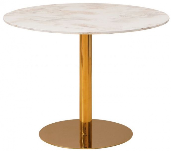 Eettafel \'Marbleous\' Rond 100cm - Messing/Wit in de groep Meubels / Tafels / Ronde eettafels bij Reforma (st-051w-100)